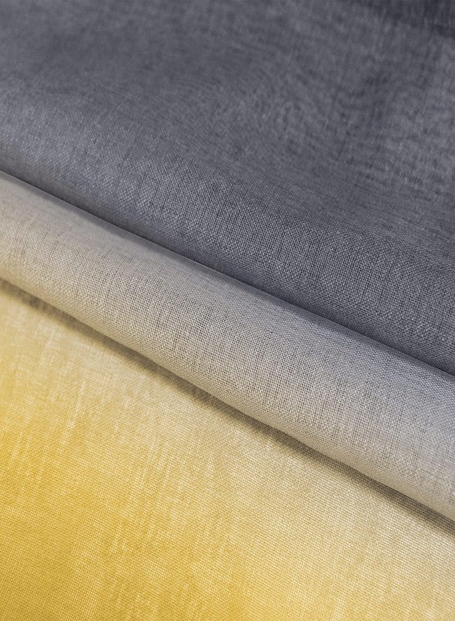 Pitalk Kitchen Curtains Yellow Lemon and Light Grey Sheer Bathroom Window Curtains 42 x 45 Inch Length Sunflower Yellow and Gray - Image 3